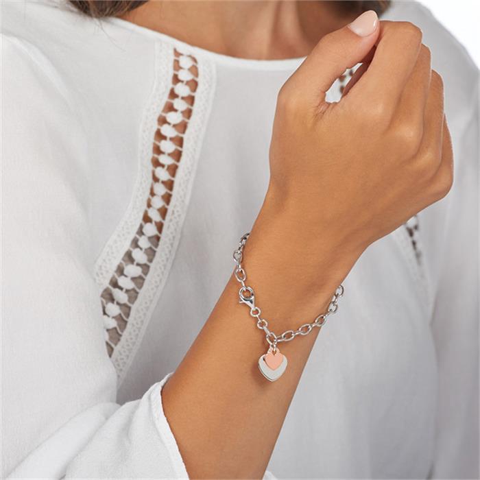 925er Silber Armband Herzen bicolor gravierbar