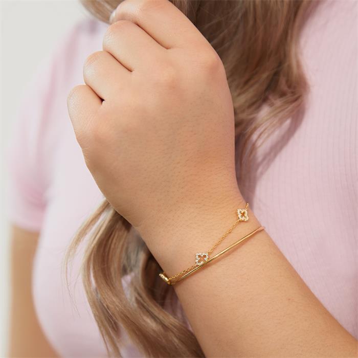 Bracelet in gold-plated sterling silver with zirconia
