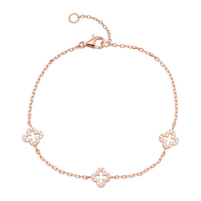 Sterling Rose Gold Plated Silver Bracelet With Zirconia