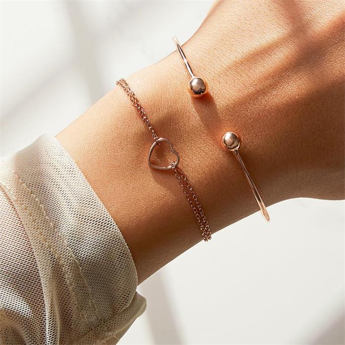 Pulsera corazón de plata 925 chapada en oro rosa