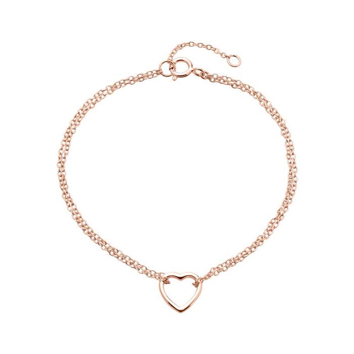 Pulsera corazón de plata 925 chapada en oro rosa