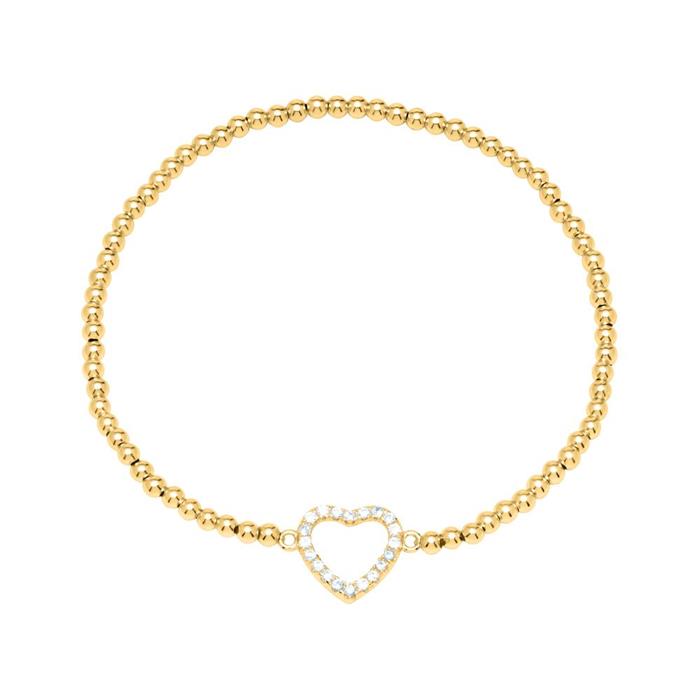 Ball bracelet made of gold-plated 925 silver heart zirconia