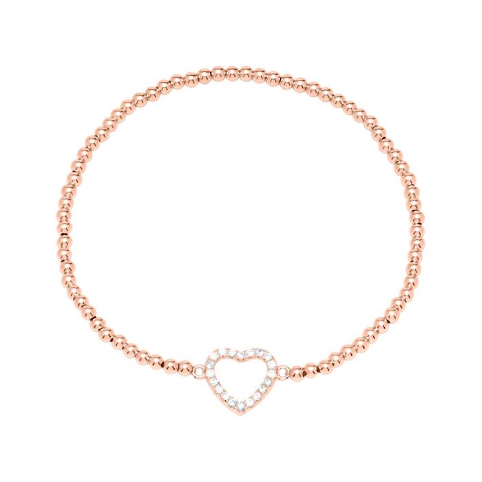 Pulsera corazón plata 925 chapado oro rosa circonitas