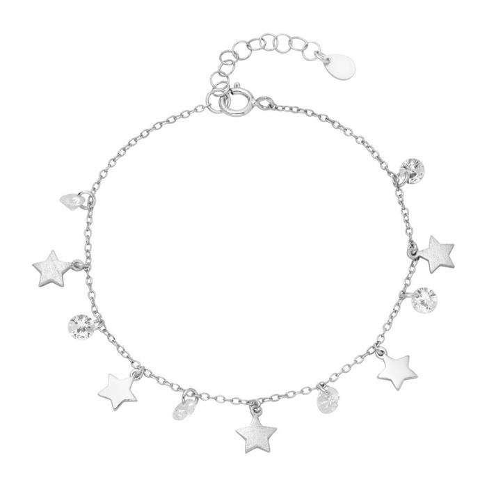 Pulsera de plata 925 estrellas con circonitas