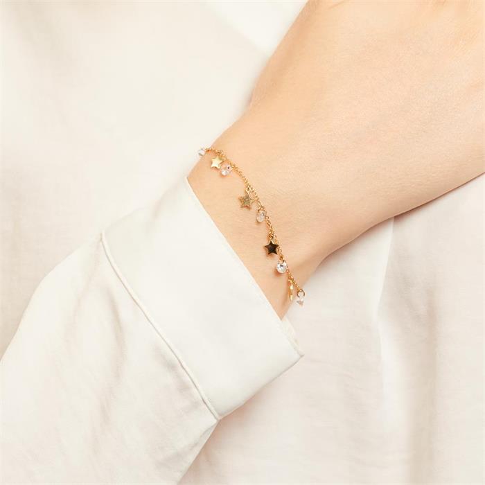 Pulsera estrella de plata 925 dorada con circonitas