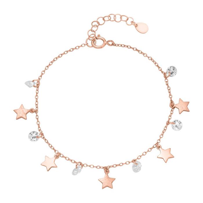 925er Silber Armband Sterne Zirkonia rosévergoldet