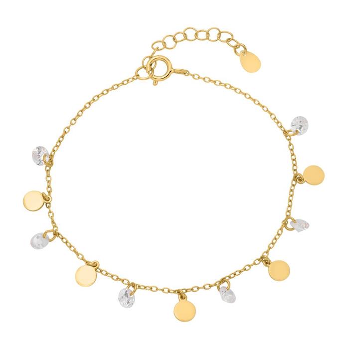 Gold plated sterling silver bracelet with zirconia