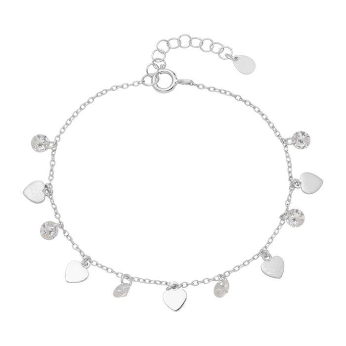 Bracelet hearts from 925 silver with zirconia