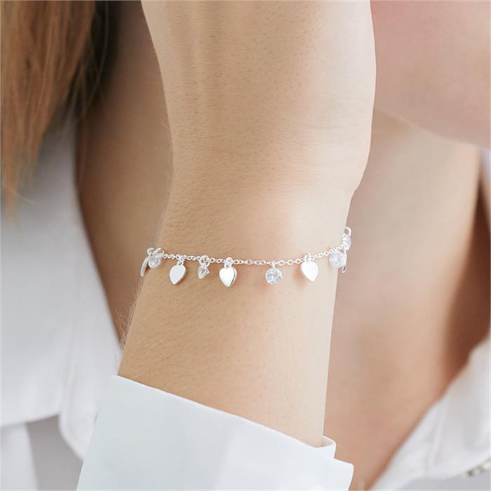 Bracelet Hearts From 925 Silver With Zirconia