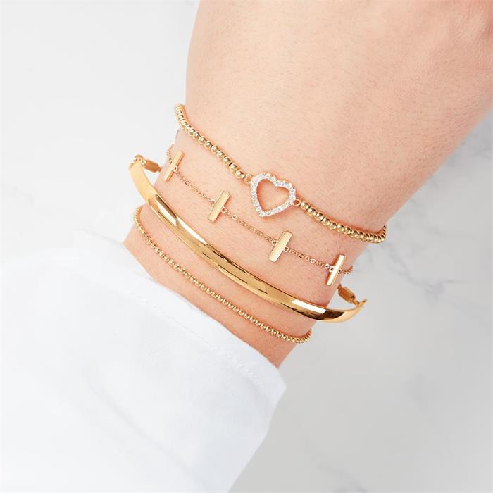 Ball bracelet made of gold-plated 925 silver heart zirconia