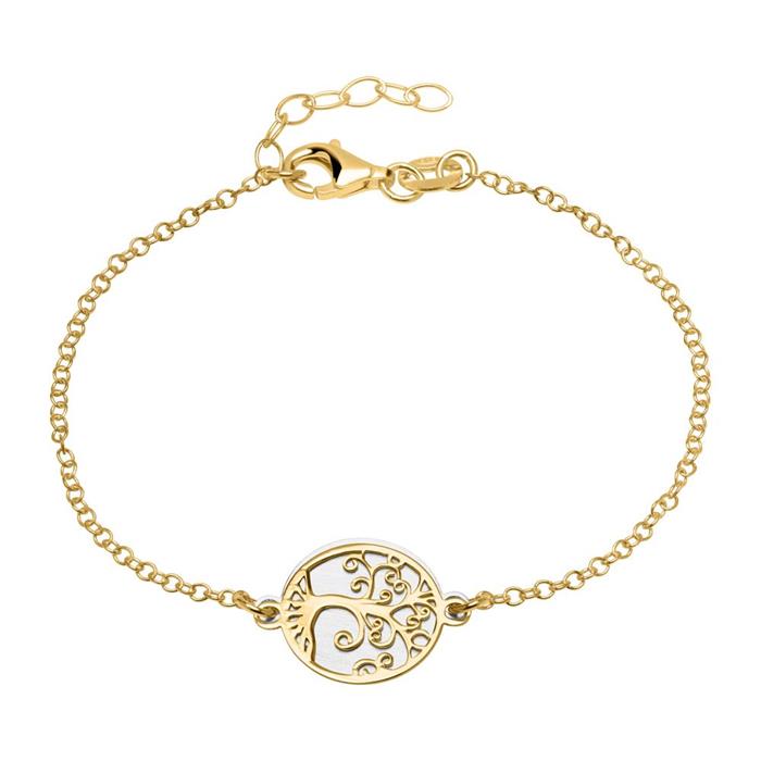 Bracelet tree of life 925 silver gold-plated engravable
