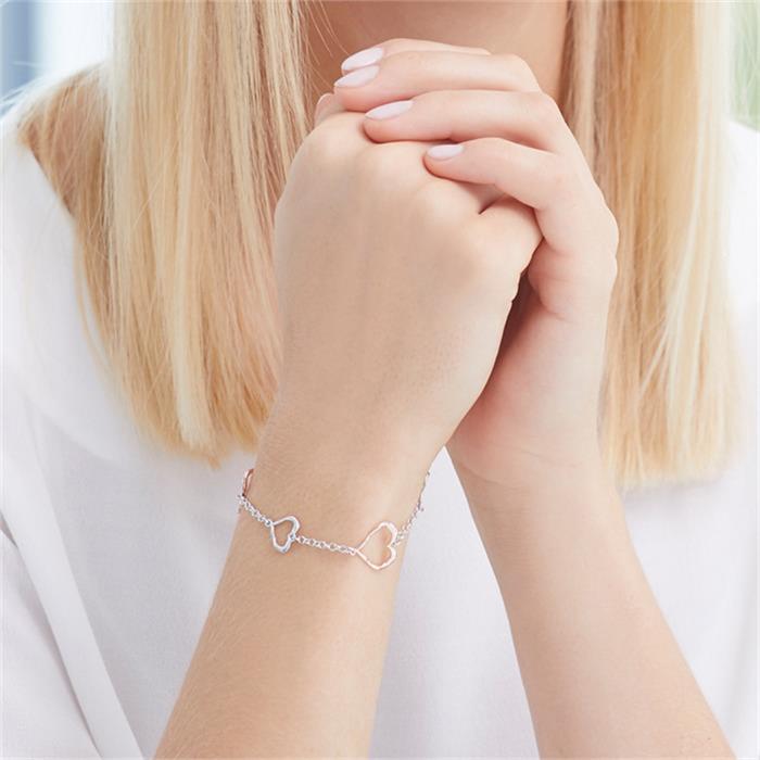 Sterlingsilber Armband Herzen rosévergoldet