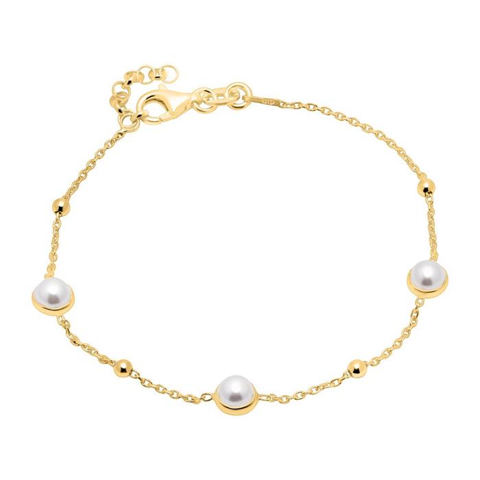925 gold-plated silver bracelet with pearls