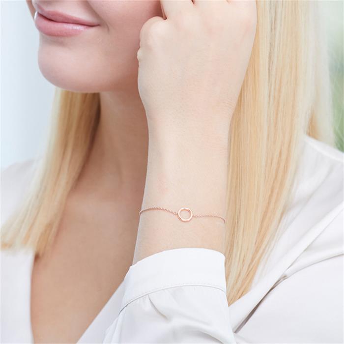 Rose gold plated 925 silver bracelet circle