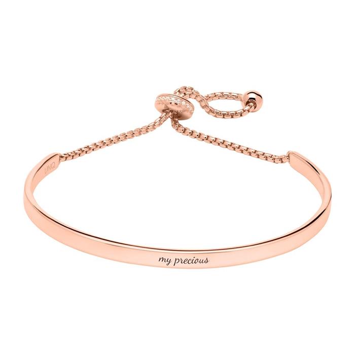 Pulsera de plata 925 chapada en oro rosa circonita grabable