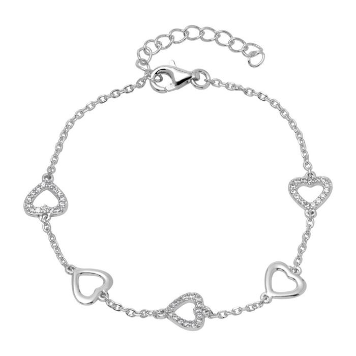 925 Silver Heart Bracelet With Zirconia