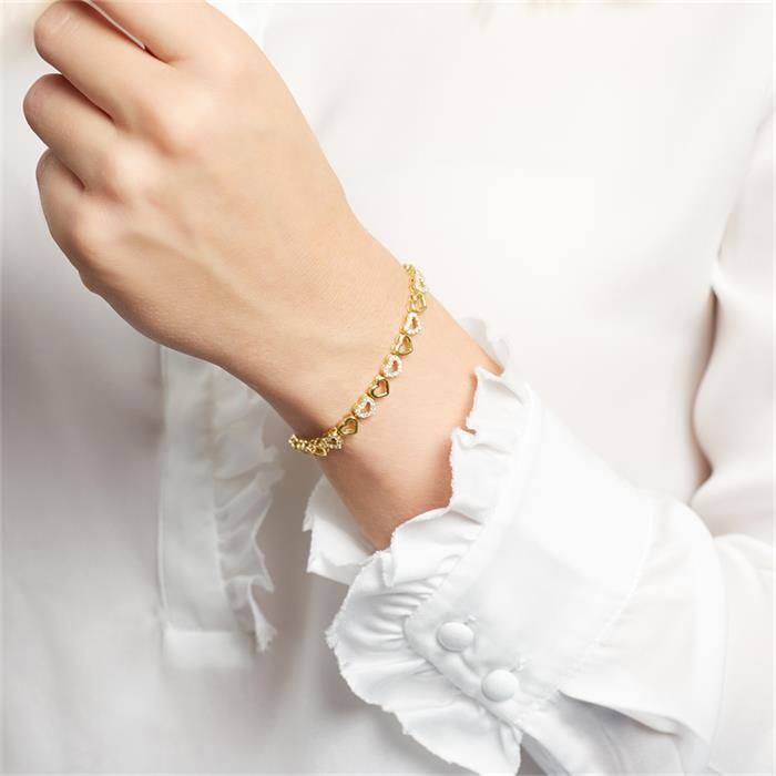 Heart bracelet in gold-plated 925 silver with zirconia
