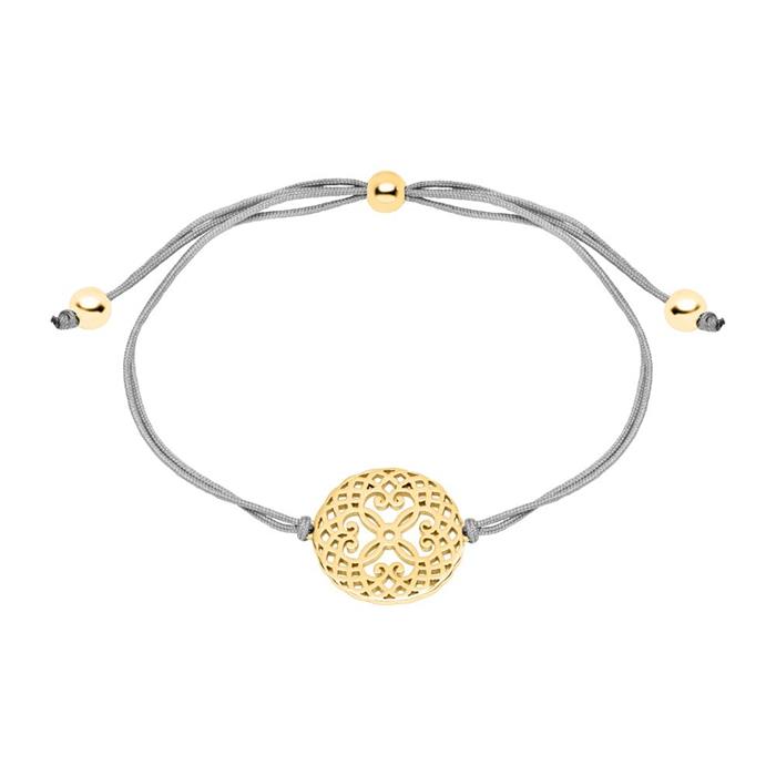 Ladies bracelet made of textile and 925 silver, gold plated