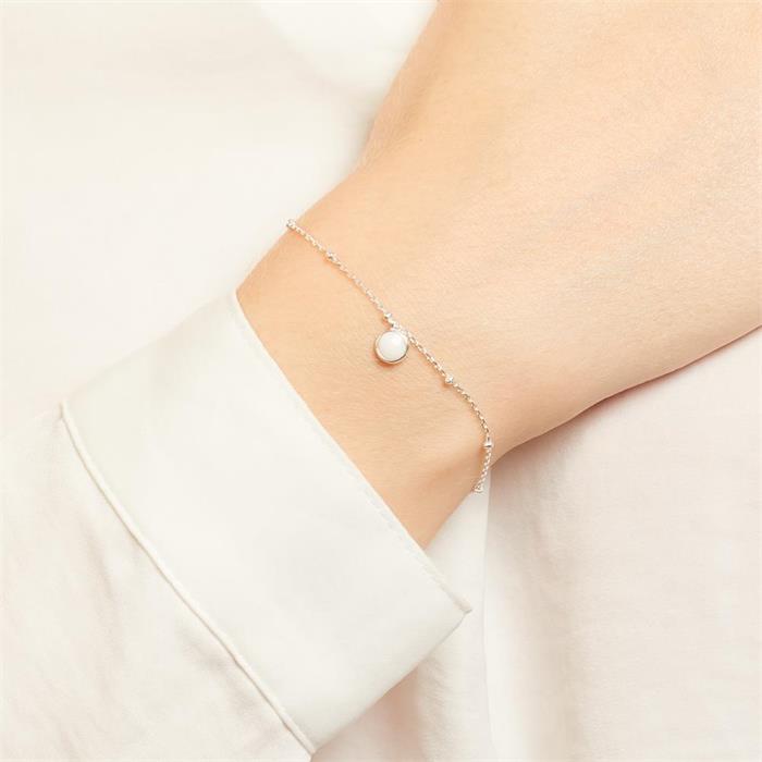 925 silver bracelet for women with gemstones, white