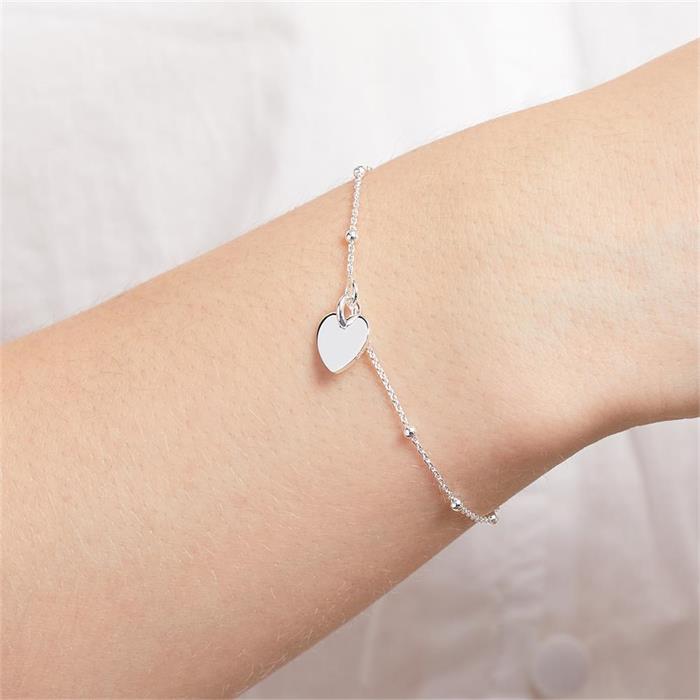 Engravable 925 silver bracelet heart for ladies