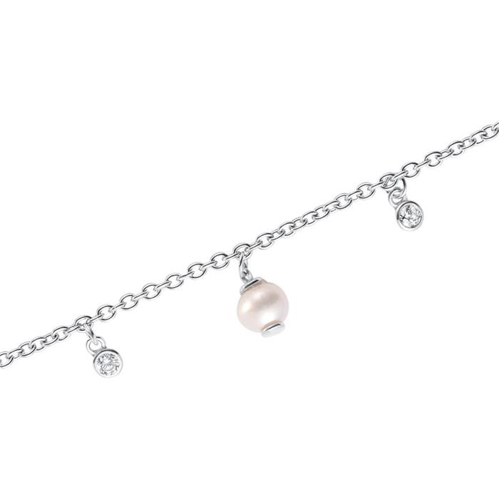 Damenarmband aus 925er Silber mit Perlen und Zirkonia