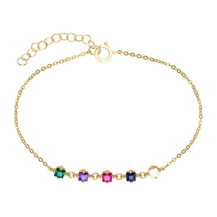 Pulsera de mujer de plata 925, oro, circonitas, multicolor