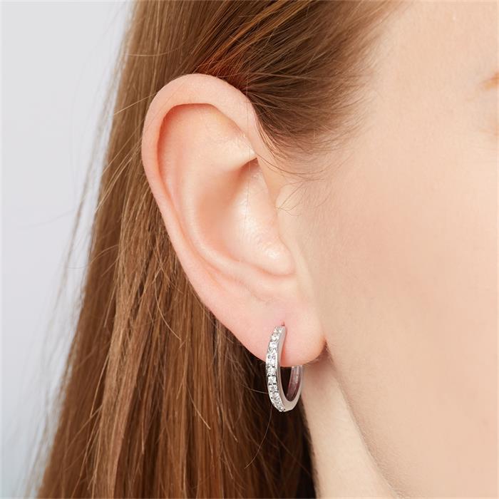 Modern hoops sterling sterling silver zirconia