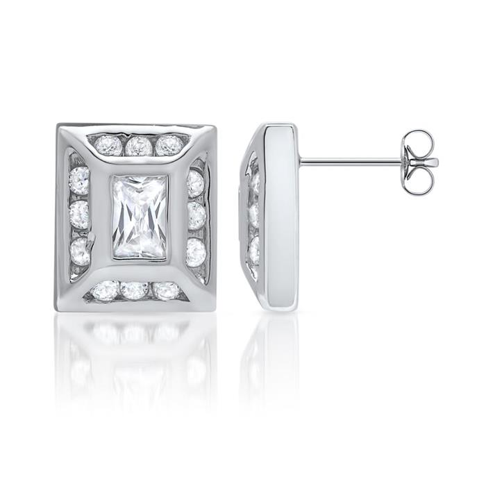 Exclusive stud earrings sterling silver zirconia