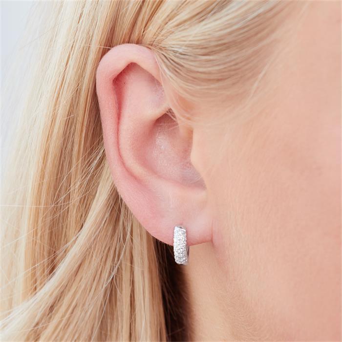 Silver hoops with zirconia