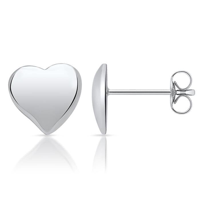 Sterling silver heart-shaped stud earrings