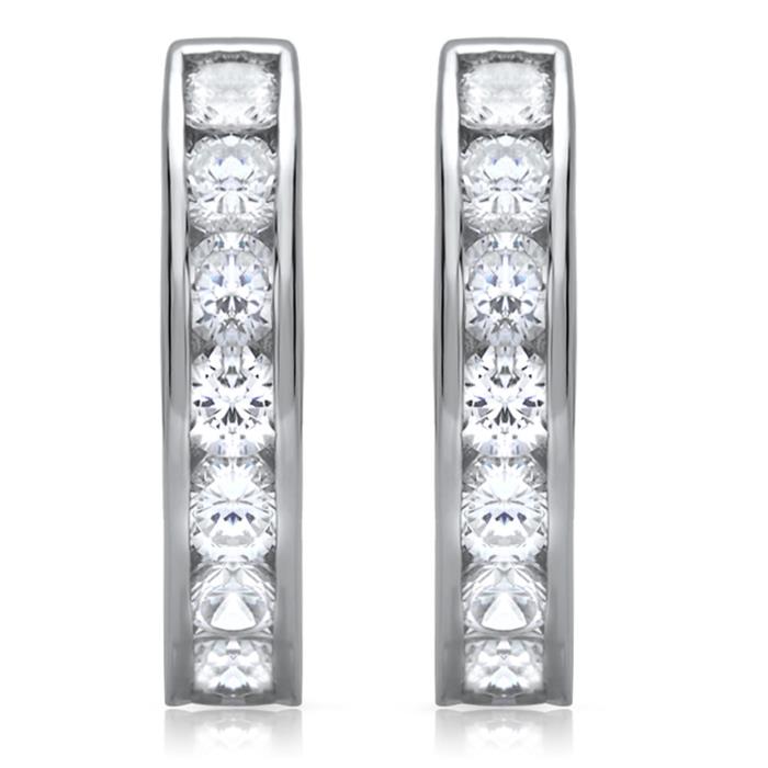 Modern silver earrings with zirconia