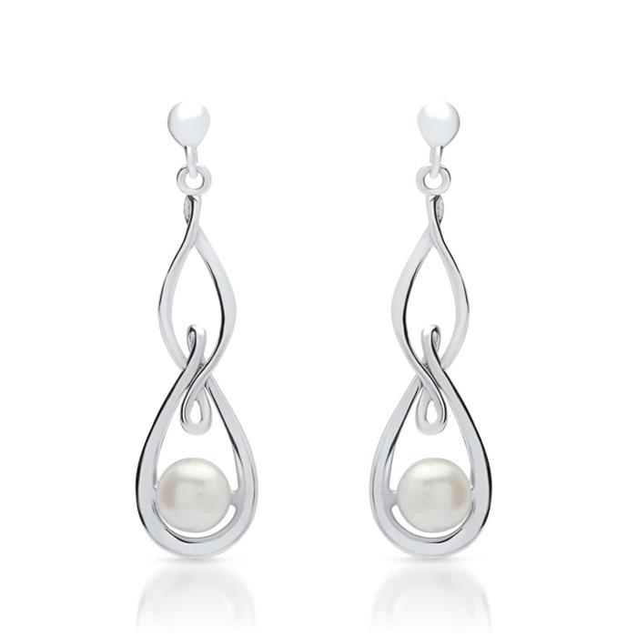 Pendientes de perlas brillantes plata 925