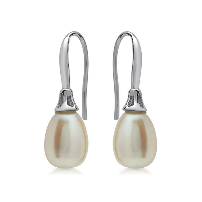 Shiny pearl earrings sterling sterling silver