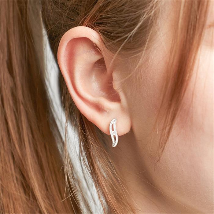 Sterling silver earrings with zirconia partly polished