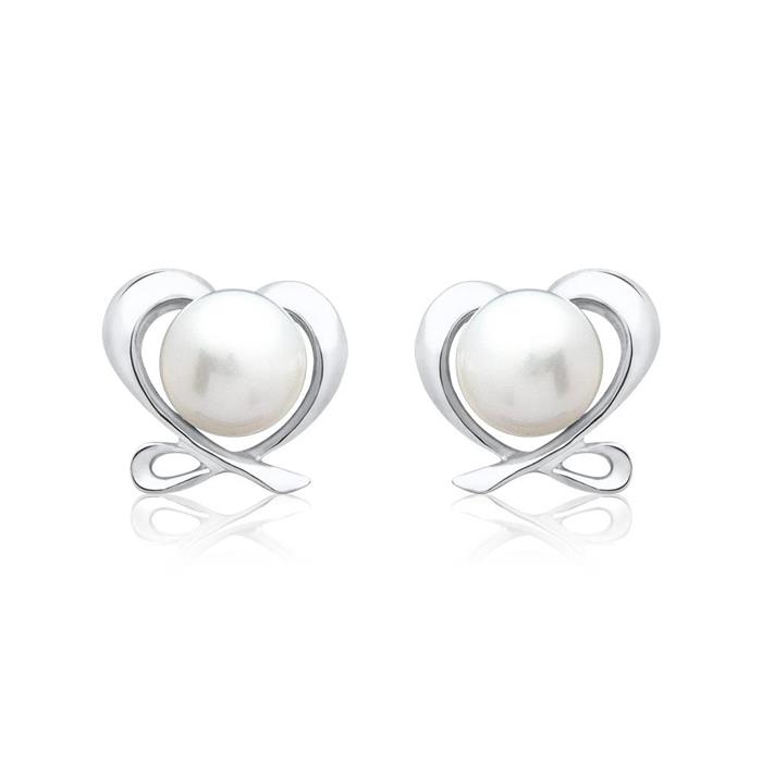 White Pearl Earrings: Sterling Silver