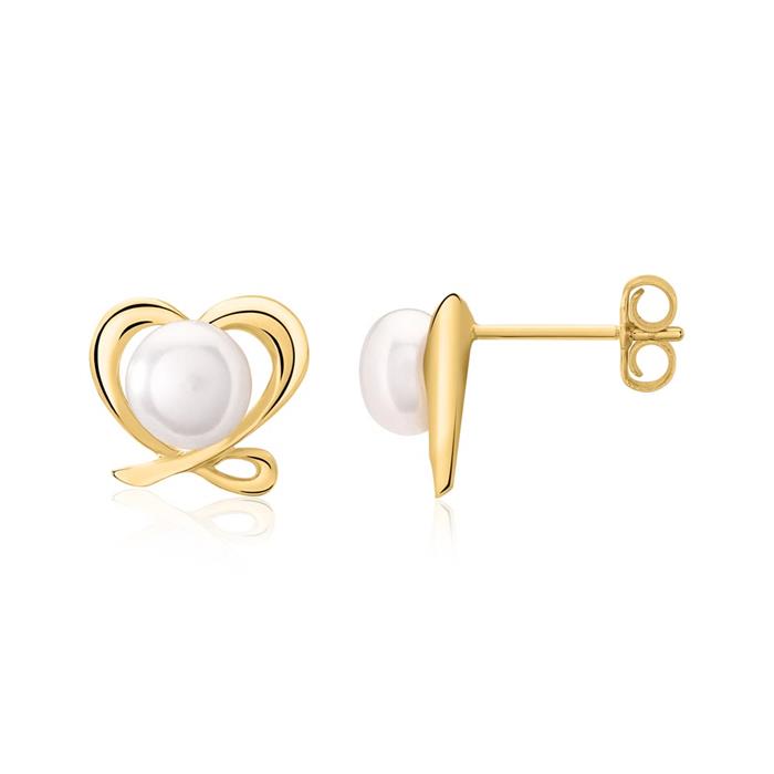 White pearl earrings: Sterling silver gold plated