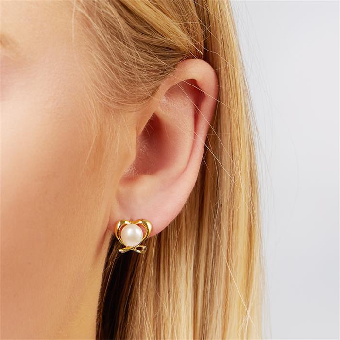 White pearl earrings: Sterling silver gold plated