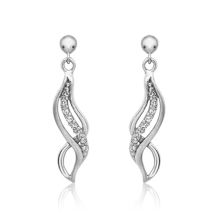Modern stud earrings sterling silver zirconia