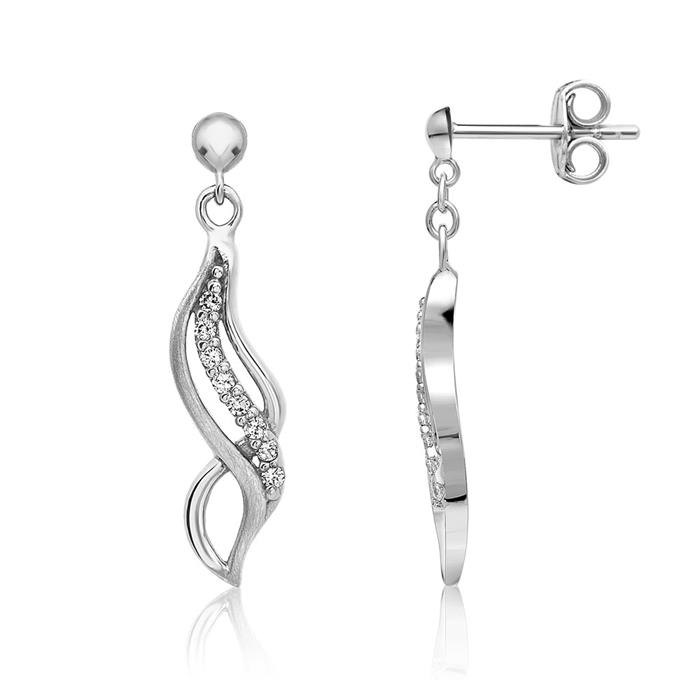 Modern stud earrings sterling silver zirconia