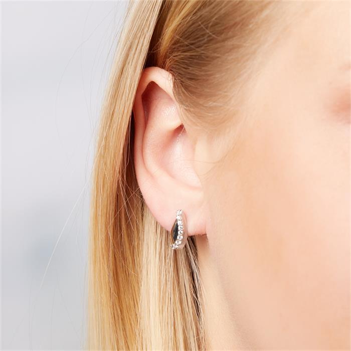 Modern stud earrings sterling silver Oval zirconia