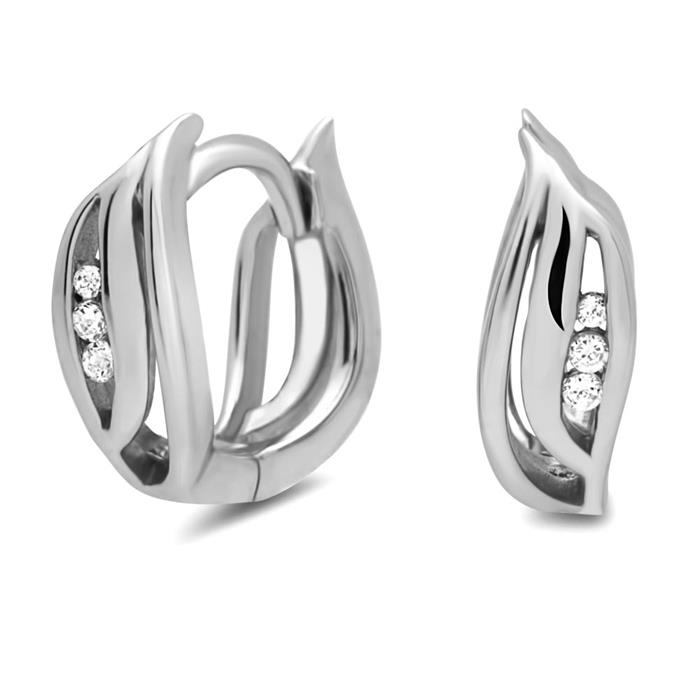 Hoops sterling silver rhodium-plated zirconia