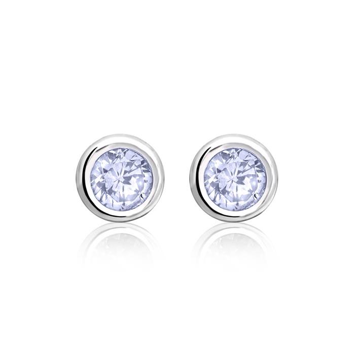 Earrings sterling silver bluish zirconia