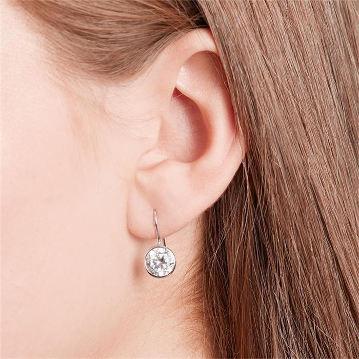 Sterling silver earring with large stone trim