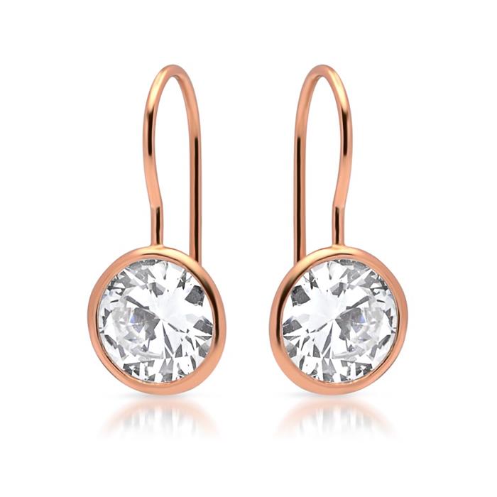 Earrings sterling silver rose gold plated zirconia