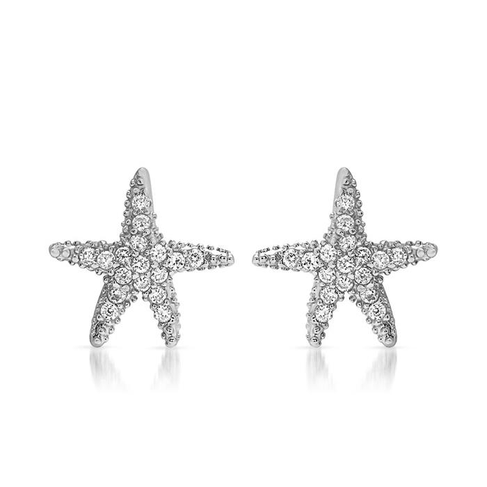 Pendientes de plata 925 con circonita estrella de mar