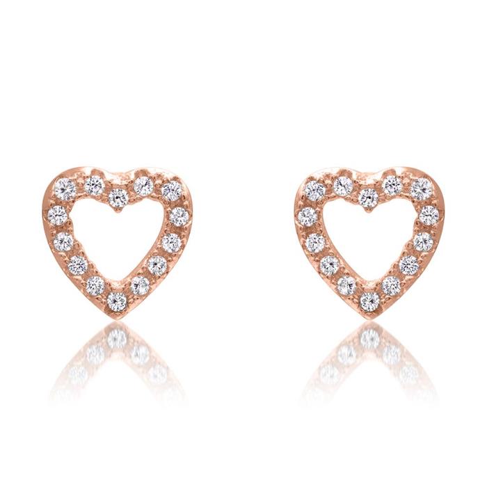 Pendientes de plata 925 en forma de corazón rosa