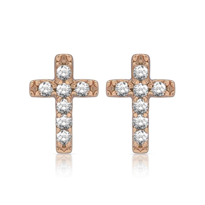 Rose gold-plated earrings sterling silver cross
