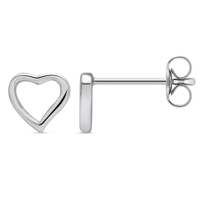 Earrings Sterling Silver Heart Rhodium-Plated