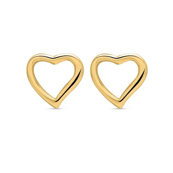 Earstuds yellow-gold-plated sterling silver heart