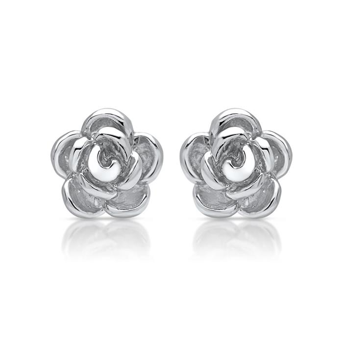 Sterling silver stud earrings rose blossom